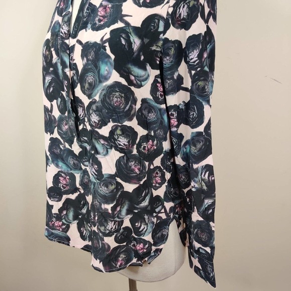 Dylan Gray Floral Silk Shirt Blouse Moody Roses Dark Romance Goth - Picture 5 of 11